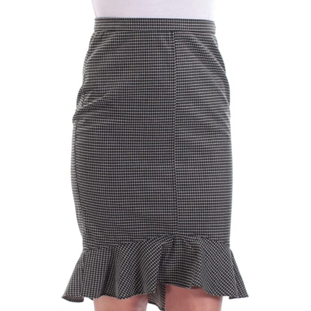 MAX STUDIO Hi-Low Blk White Flounce Pencil Skirt S